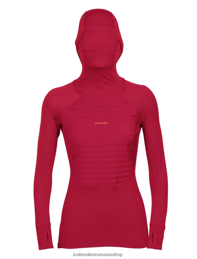 Icebreaker îmbrăcăminte cireașă femei hanorac termic cu mânecă lungă izolată din merino zoneknit DL46T890