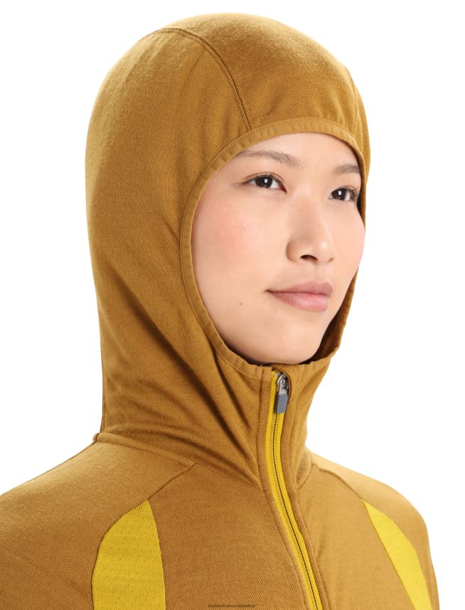 Icebreaker îmbrăcăminte cuișoare/aur tăcut femei hanorac cu mânecă lungă cu fermoar din merino zoneknit DL46T855