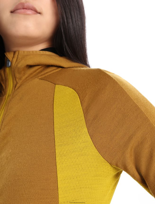 Icebreaker îmbrăcăminte cuișoare/aur tăcut femei hanorac cu mânecă lungă cu fermoar din merino zoneknit DL46T855