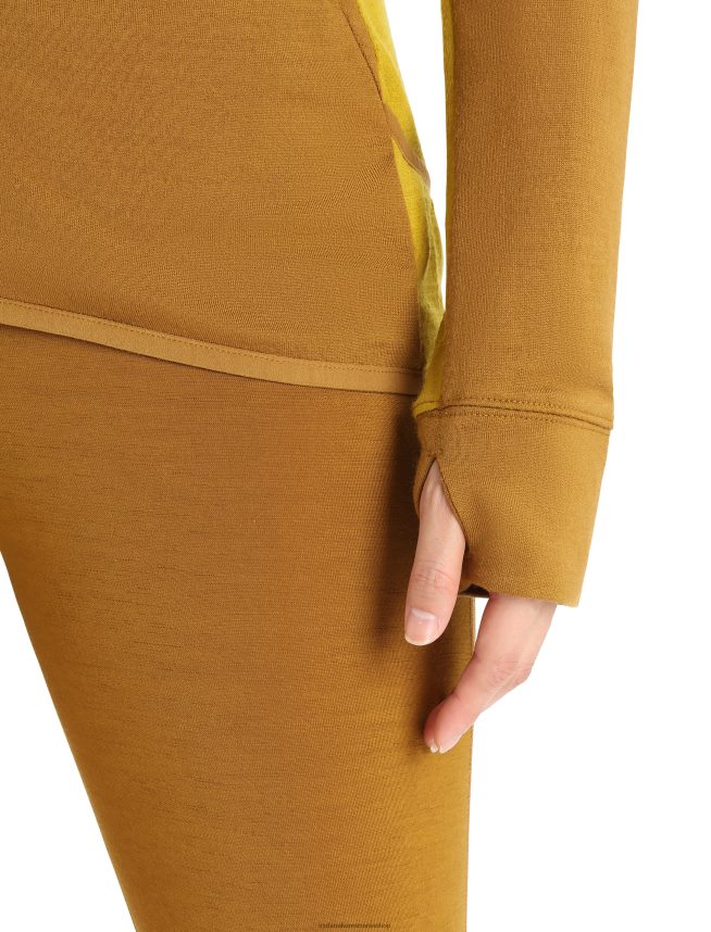 Icebreaker îmbrăcăminte cuișoare/aur tăcut femei hanorac cu mânecă lungă cu fermoar din merino zoneknit DL46T855