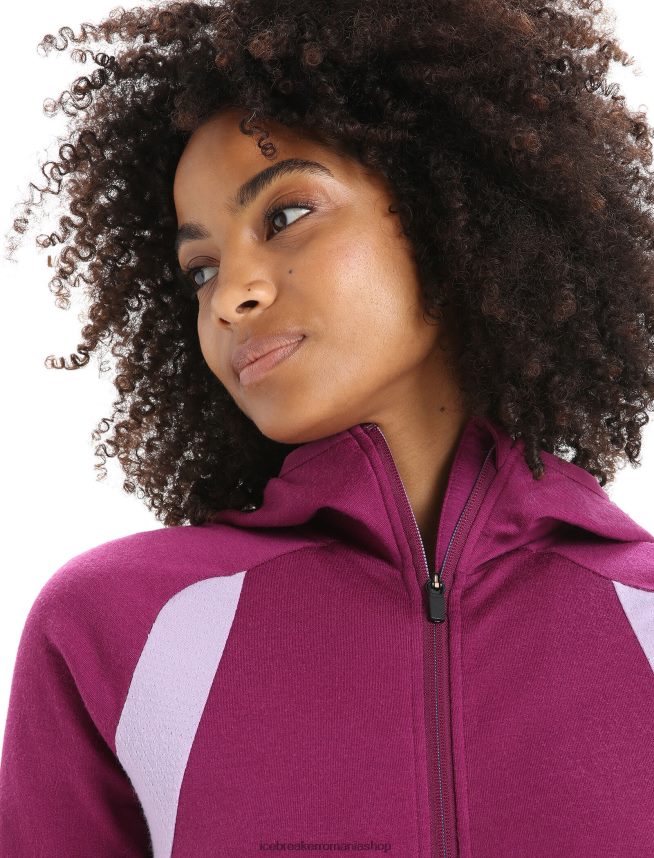 Icebreaker îmbrăcăminte du-te berry/purpuri privire femei hanorac cu mânecă lungă cu fermoar din merino zoneknit DL46T713