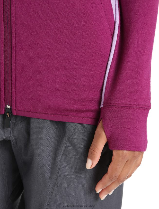 Icebreaker îmbrăcăminte du-te berry/purpuri privire femei hanorac cu mânecă lungă cu fermoar din merino zoneknit DL46T713