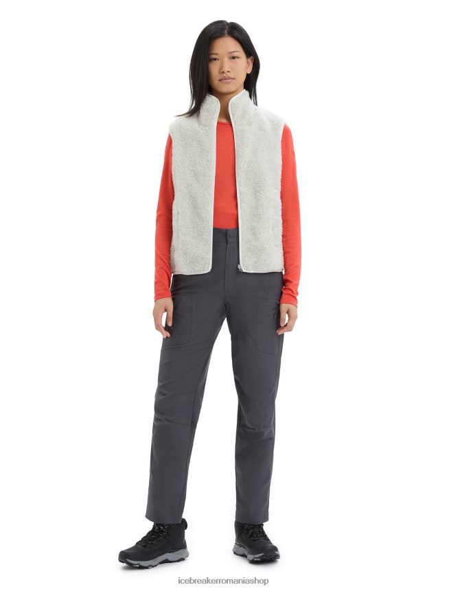 Icebreaker îmbrăcăminte ecru erica femei vestă din merino realfleece cu pile înalte DL46T677