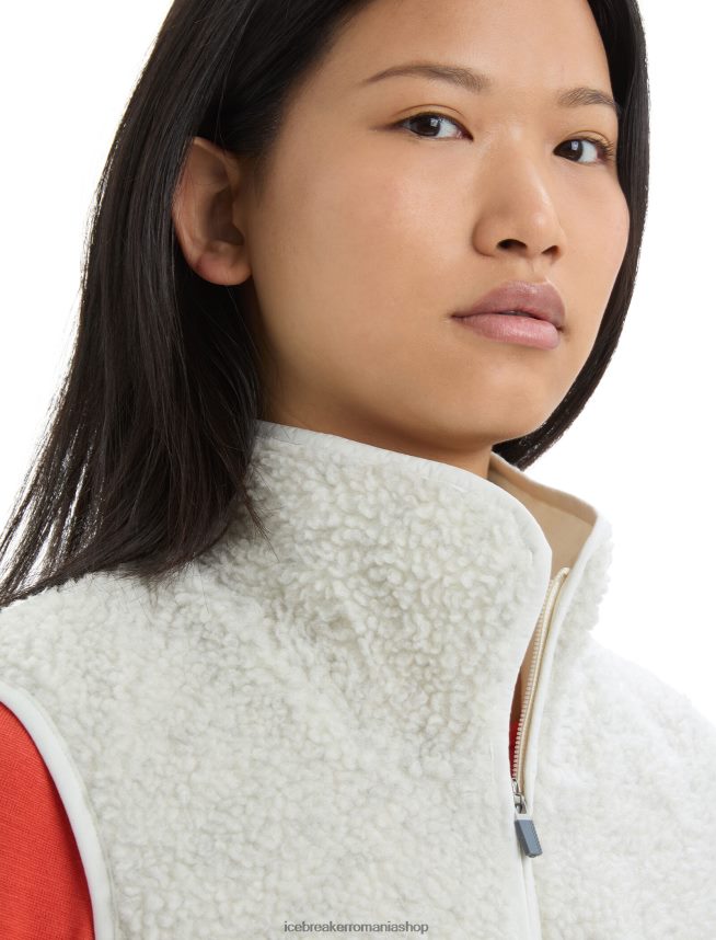 Icebreaker îmbrăcăminte ecru erica femei vestă din merino realfleece cu pile înalte DL46T677