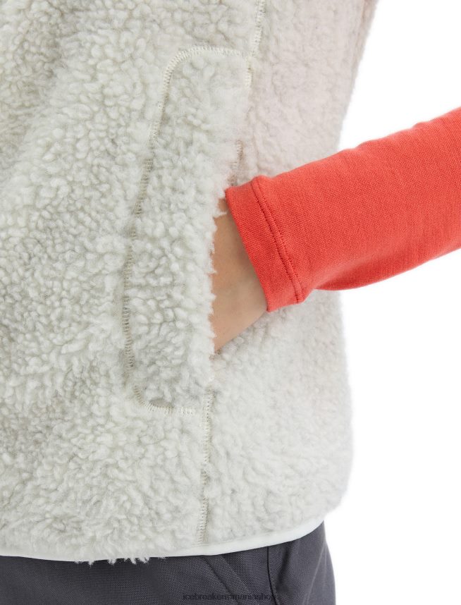 Icebreaker îmbrăcăminte ecru erica femei vestă din merino realfleece cu pile înalte DL46T677