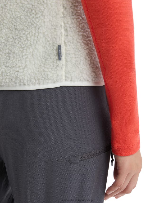 Icebreaker îmbrăcăminte ecru erica femei vestă din merino realfleece cu pile înalte DL46T677