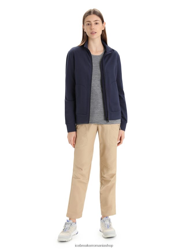 Icebreaker îmbrăcăminte marina de la miezul nopții femei hanorac clasic cu mânecă lungă cu fermoar din merino central DL46T710