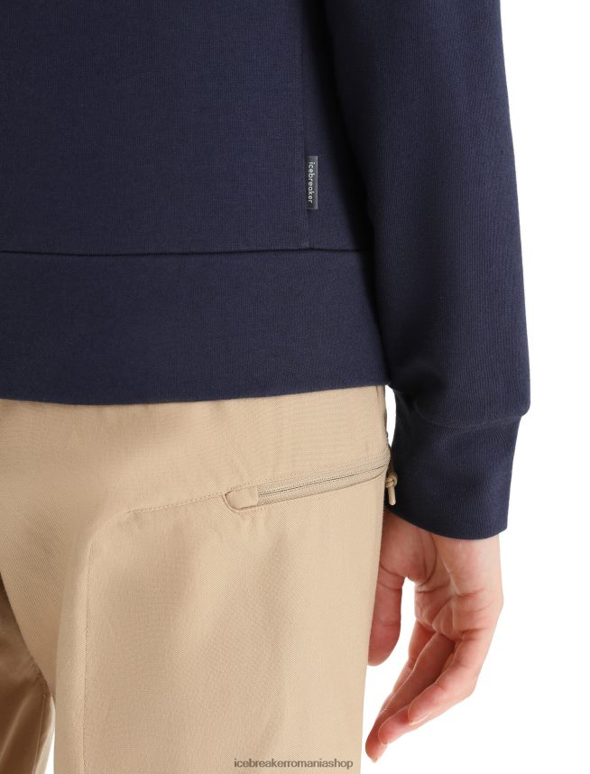 Icebreaker îmbrăcăminte marina de la miezul nopții femei hanorac clasic cu mânecă lungă cu fermoar din merino central DL46T710