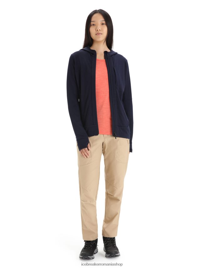 Icebreaker îmbrăcăminte marina de la miezul nopții femei hanorac cu mânecă lungă cu fermoar merino quantum iii DL46T698