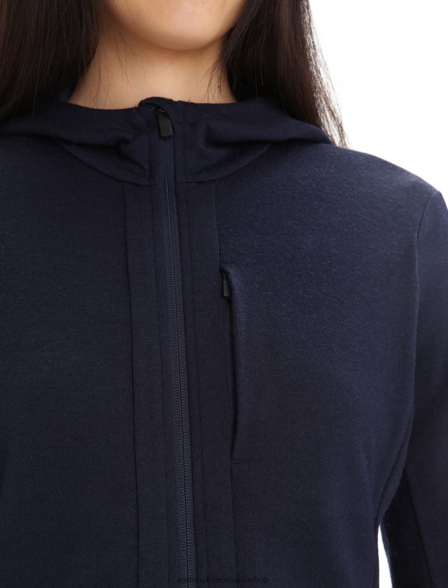 Icebreaker îmbrăcăminte marina de la miezul nopții femei hanorac cu mânecă lungă cu fermoar merino quantum iii DL46T698