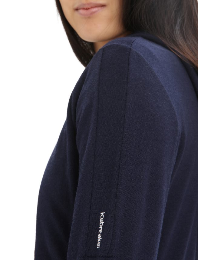 Icebreaker îmbrăcăminte marina de la miezul nopții femei hanorac cu mânecă lungă cu fermoar merino quantum iii DL46T698