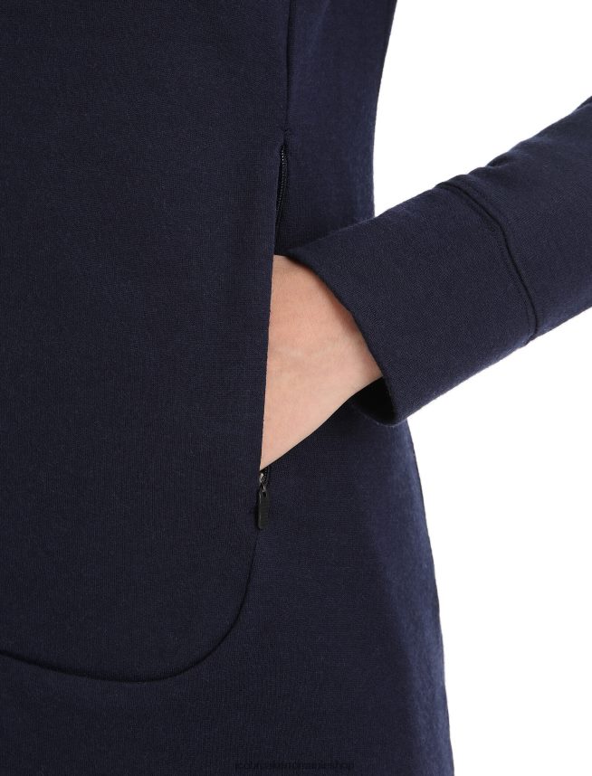 Icebreaker îmbrăcăminte marina de la miezul nopții femei hanorac cu mânecă lungă cu fermoar merino quantum iii DL46T698