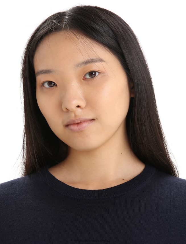 Icebreaker îmbrăcăminte marina de la miezul nopții femei pulover merino Wilcox cu maneca lunga DL46T721