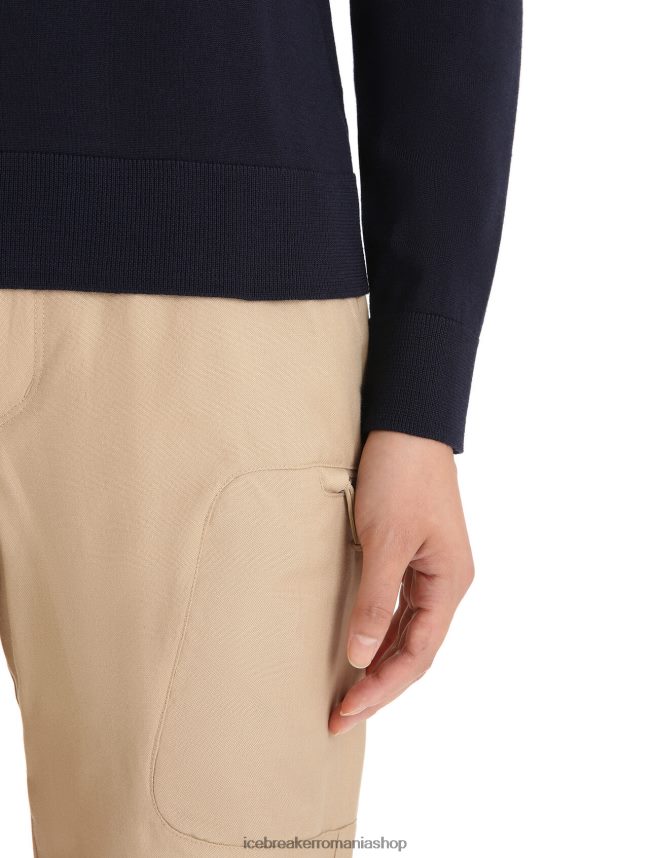 Icebreaker îmbrăcăminte marina de la miezul nopții femei pulover merino Wilcox cu maneca lunga DL46T721