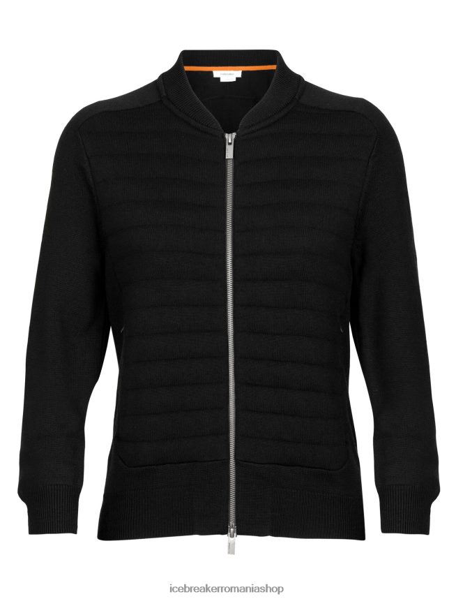 Icebreaker îmbrăcăminte negru femei City label zoneknit merinos izolat tricot bomber DL46T683
