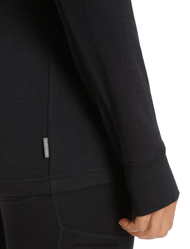 Icebreaker îmbrăcăminte negru femei geacă cu fermoar cu mânecă lungă merino quantum iii DL46T714