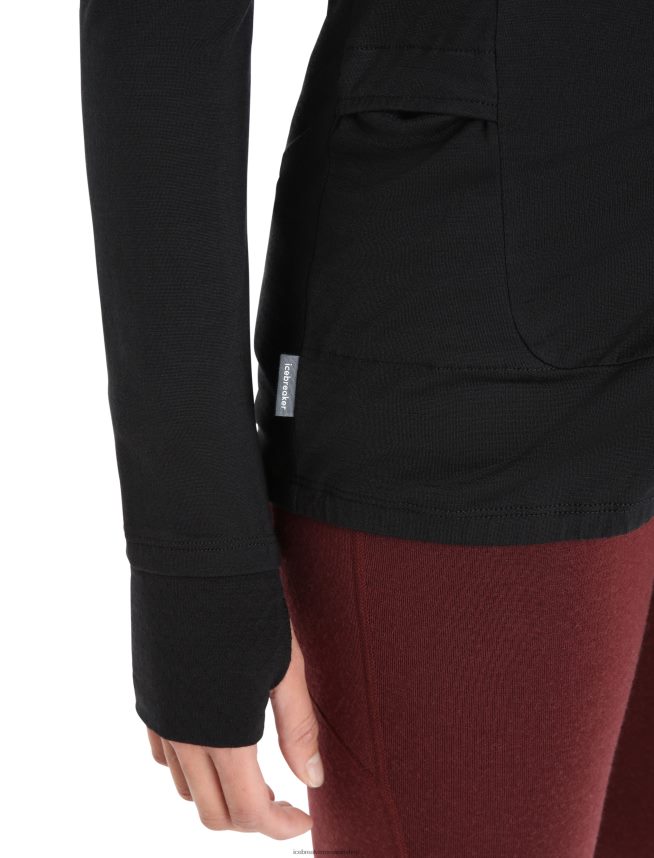 Icebreaker îmbrăcăminte negru femei geaca zoneknit merinos cu maneca lunga cu fermoar DL46T718