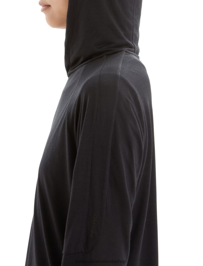 Icebreaker îmbrăcăminte negru femei hanorac cu mânecă lungă din merino cool-lite DL46T696