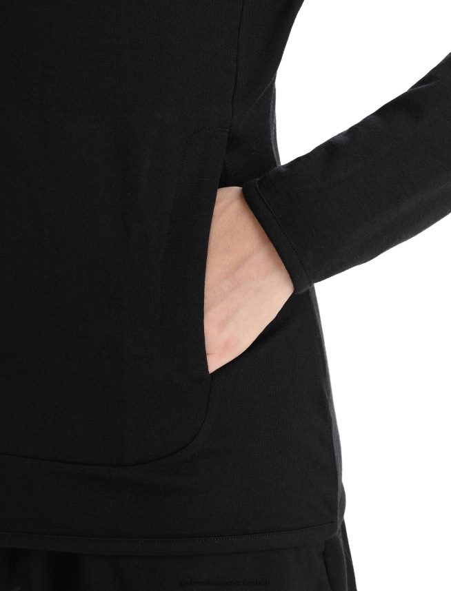 Icebreaker îmbrăcăminte negru femei hanorac cu mânecă lungă și fermoar merino granary DL46T716