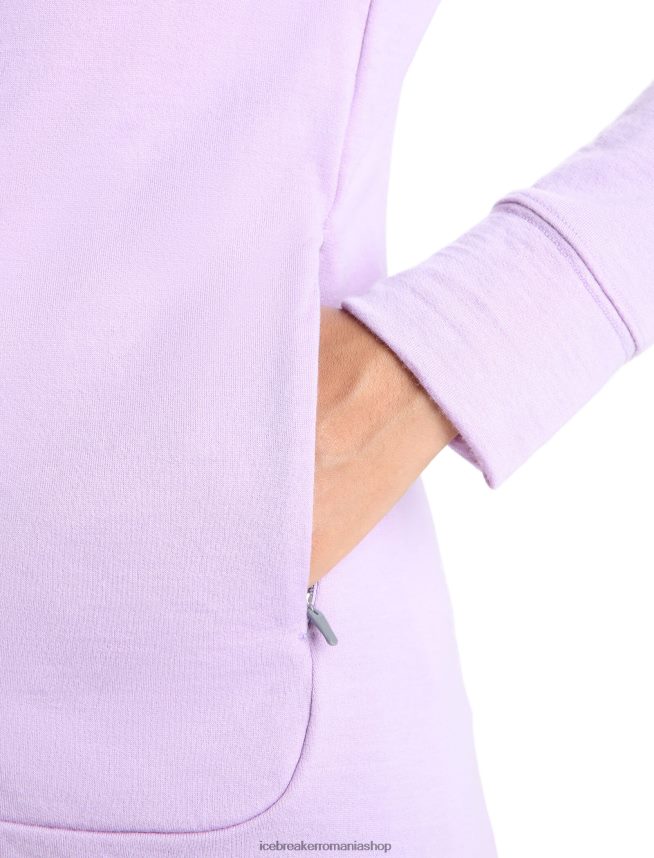 Icebreaker îmbrăcăminte privire mov/go berry femei hanorac cu mânecă lungă cu fermoar merino quantum iii DL46T699