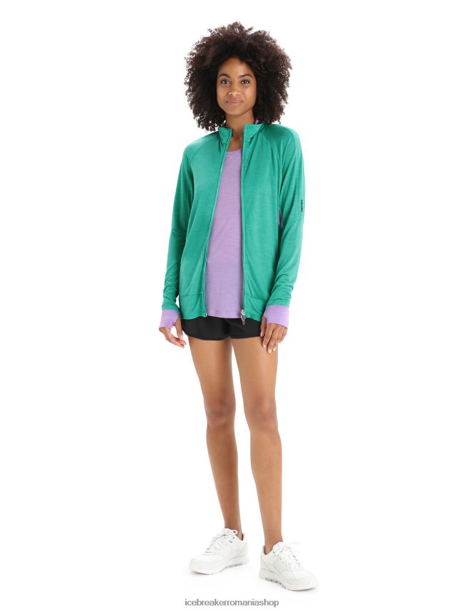 Icebreaker îmbrăcăminte privire proaspătă/violet femei geaca zoneknit merinos cu maneca lunga cu fermoar DL46T719