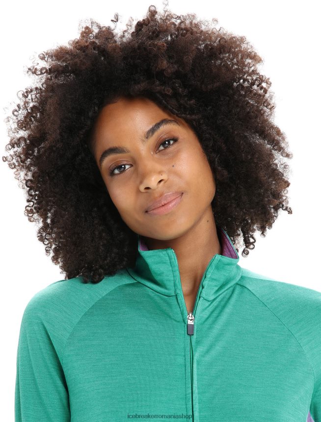 Icebreaker îmbrăcăminte privire proaspătă/violet femei geaca zoneknit merinos cu maneca lunga cu fermoar DL46T719