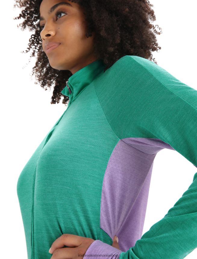 Icebreaker îmbrăcăminte privire proaspătă/violet femei geaca zoneknit merinos cu maneca lunga cu fermoar DL46T719