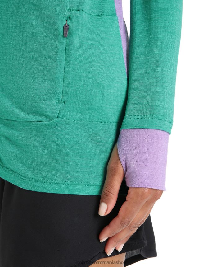 Icebreaker îmbrăcăminte privire proaspătă/violet femei geaca zoneknit merinos cu maneca lunga cu fermoar DL46T719