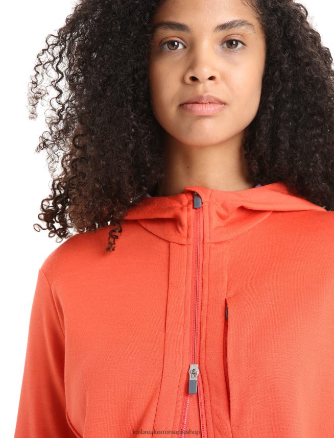 Icebreaker îmbrăcăminte privire vibrantă pământ/violet femei hanorac cu mânecă lungă cu fermoar merino quantum iii DL46T700