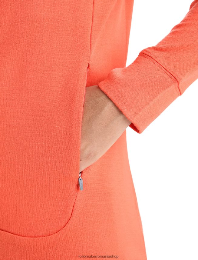 Icebreaker îmbrăcăminte privire vibrantă pământ/violet femei hanorac cu mânecă lungă cu fermoar merino quantum iii DL46T700