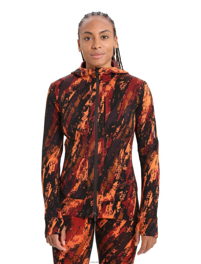 Icebreaker îmbrăcăminte cireș/bliț femei merino quantum iii jachetă sedimentară cu mânecă lungă și fermoar DL46T861