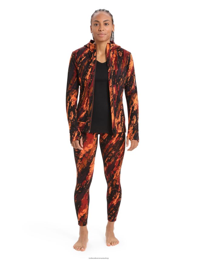 Icebreaker îmbrăcăminte cireș/bliț femei merino quantum iii jachetă sedimentară cu mânecă lungă și fermoar DL46T861