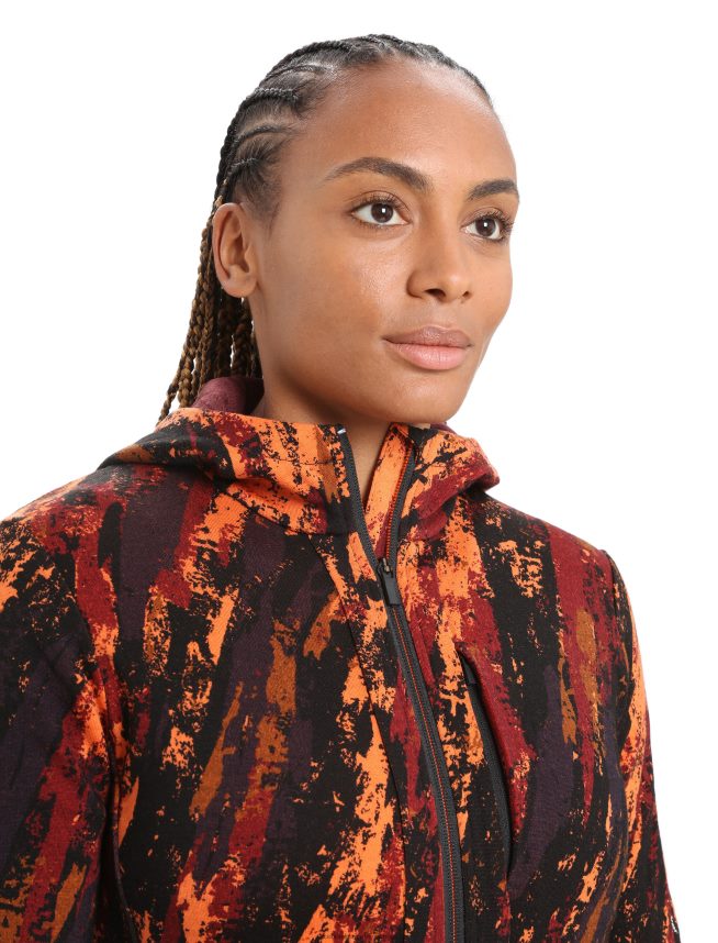 Icebreaker îmbrăcăminte cireș/bliț femei merino quantum iii jachetă sedimentară cu mânecă lungă și fermoar DL46T861