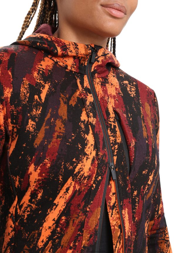 Icebreaker îmbrăcăminte cireș/bliț femei merino quantum iii jachetă sedimentară cu mânecă lungă și fermoar DL46T861