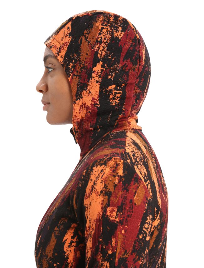 Icebreaker îmbrăcăminte cireș/bliț femei merino quantum iii jachetă sedimentară cu mânecă lungă și fermoar DL46T861