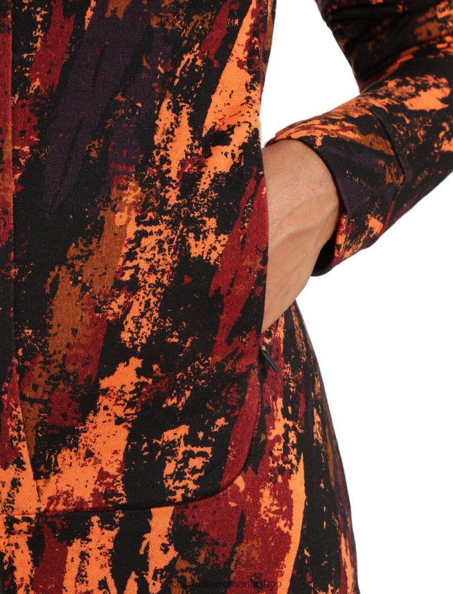 Icebreaker îmbrăcăminte cireș/bliț femei merino quantum iii jachetă sedimentară cu mânecă lungă și fermoar DL46T861