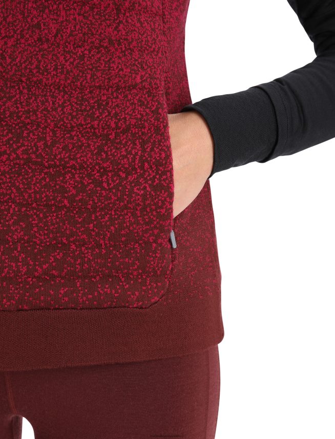 Icebreaker îmbrăcăminte cireșe/espresso femei vestă izolată zoneknit merinos în adâncime DL46T884