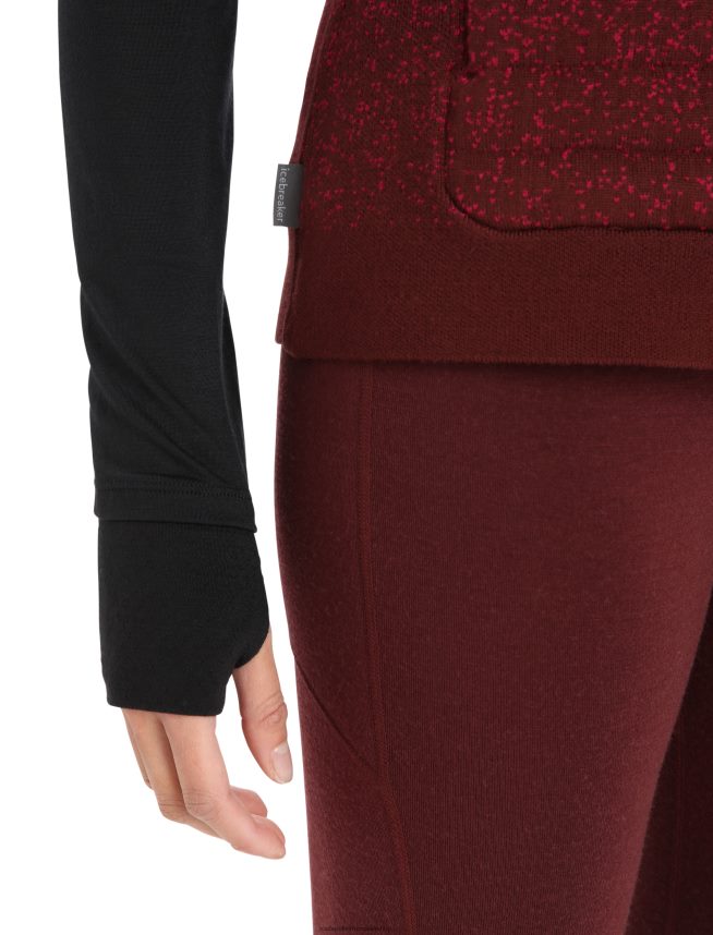 Icebreaker îmbrăcăminte cireșe/espresso femei vestă izolată zoneknit merinos în adâncime DL46T884