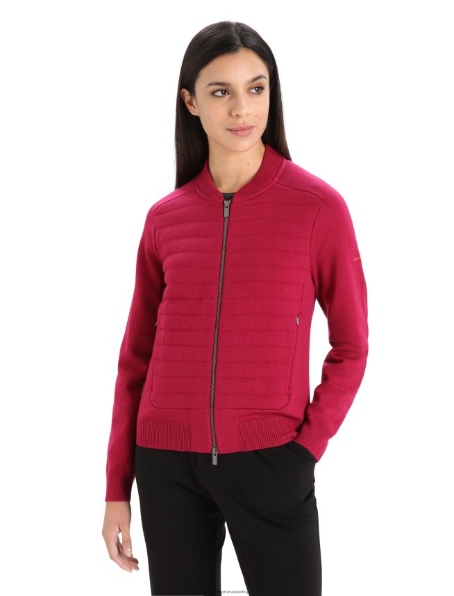 Icebreaker îmbrăcăminte cireașă femei City label zoneknit merinos izolat tricot bomber DL46T879