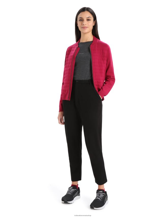Icebreaker îmbrăcăminte cireașă femei City label zoneknit merinos izolat tricot bomber DL46T879