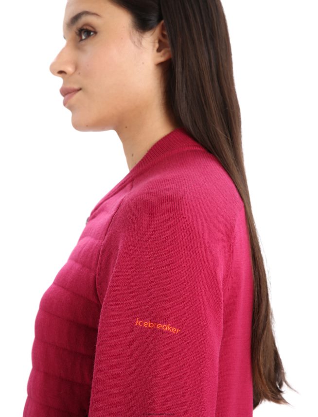 Icebreaker îmbrăcăminte cireașă femei City label zoneknit merinos izolat tricot bomber DL46T879