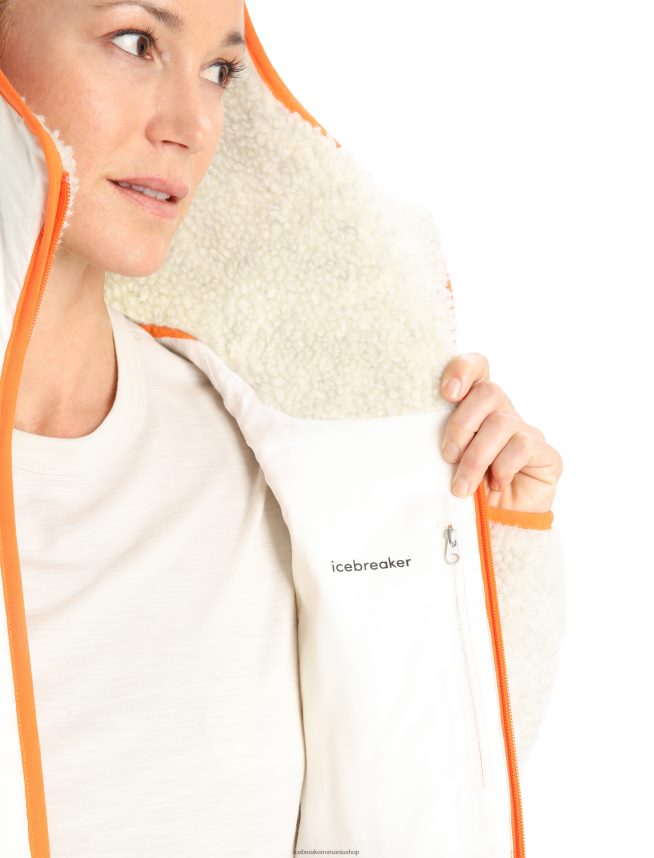 Icebreaker îmbrăcăminte ecru ecru/zăpadă femei Glugă cu fermoar cu mânecă lungă realfleece merino DL46T876