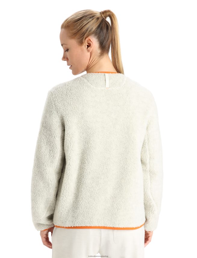Icebreaker îmbrăcăminte ecru heather/flash femei Cardigan cu fermoar cu mânecă lungă din realfleece merinos DL46T873