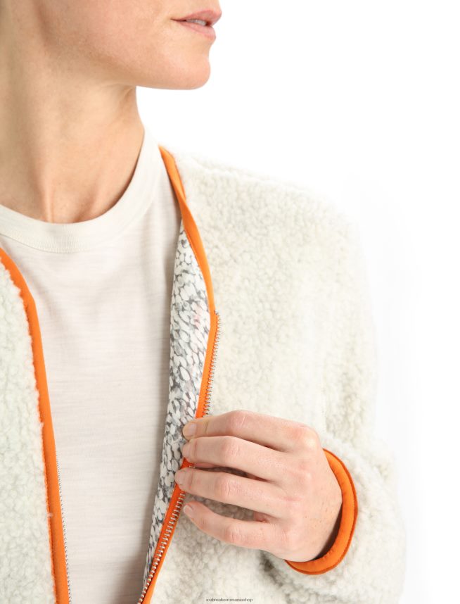 Icebreaker îmbrăcăminte ecru heather/flash femei Cardigan cu fermoar cu mânecă lungă din realfleece merinos DL46T873