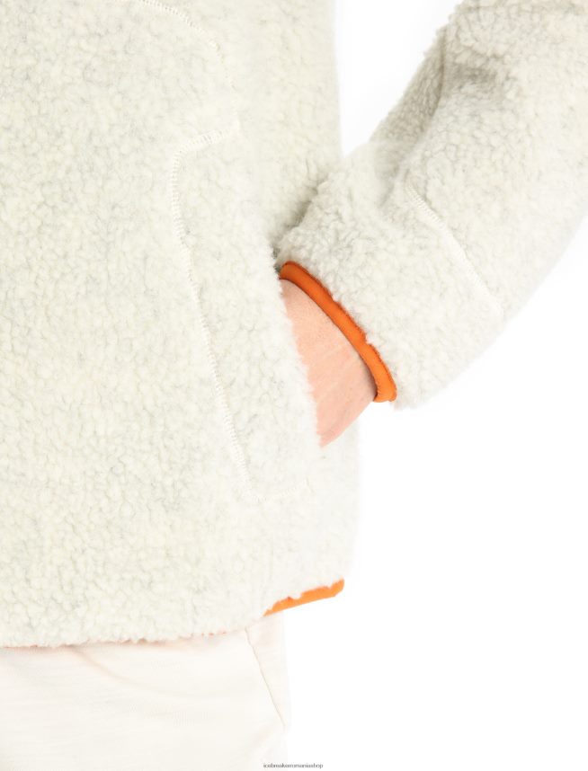 Icebreaker îmbrăcăminte ecru heather/flash femei Cardigan cu fermoar cu mânecă lungă din realfleece merinos DL46T873
