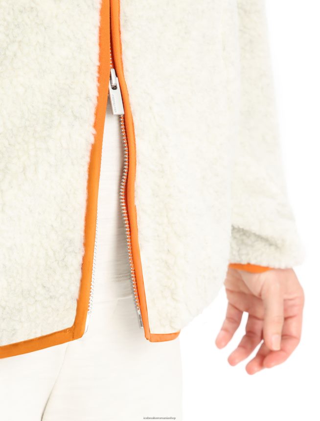 Icebreaker îmbrăcăminte ecru heather/flash femei Cardigan cu fermoar cu mânecă lungă din realfleece merinos DL46T873