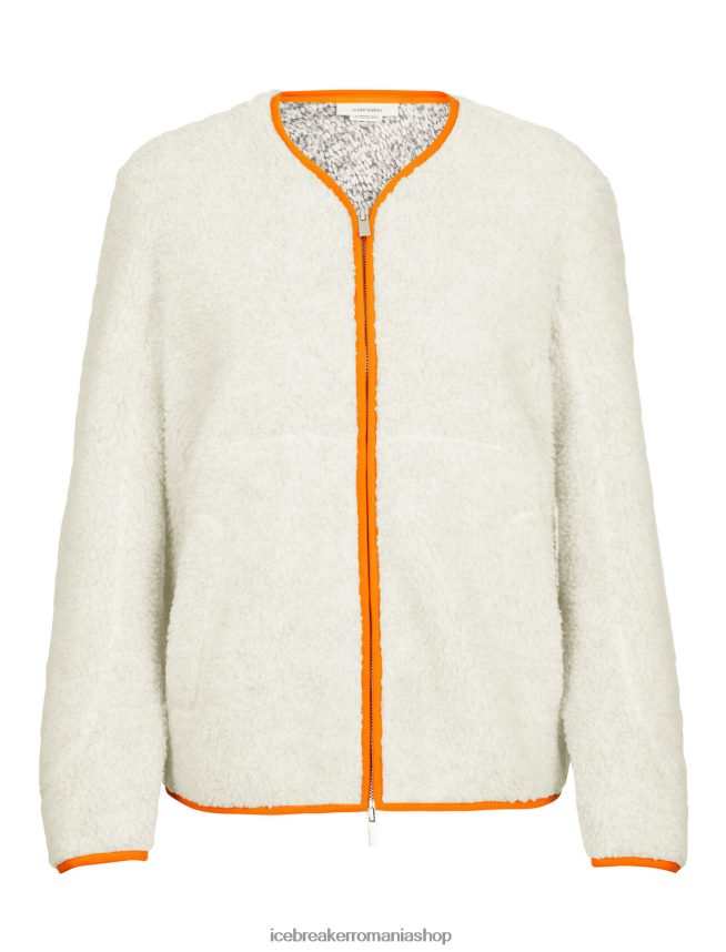Icebreaker îmbrăcăminte ecru heather/flash femei Cardigan cu fermoar cu mânecă lungă din realfleece merinos DL46T873
