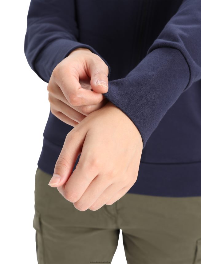 Icebreaker îmbrăcăminte marina de la miezul nopții femei fermoar cu mânecă lungă merino central ii DL46T881