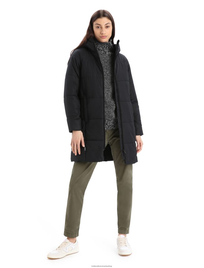 Icebreaker îmbrăcăminte negru femei geaca merinoloft collingwood ii 3q cu gluga DL46T685