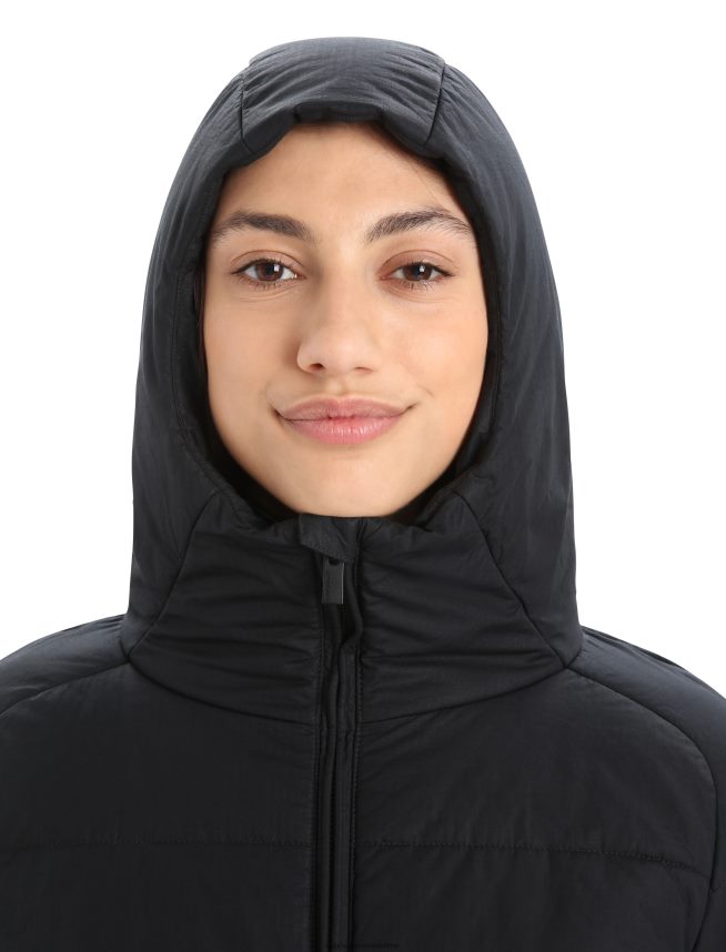 Icebreaker îmbrăcăminte negru femei geaca merinoloft collingwood ii 3q cu gluga DL46T685